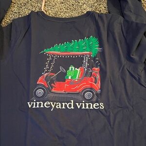 Vineyard Vines women large. Long Sleeve Tee with Red Golf Cart Design. New